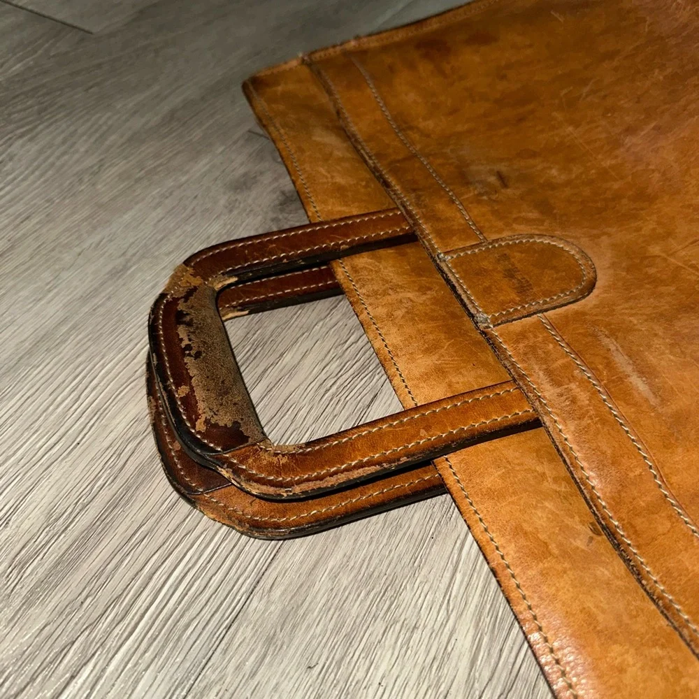 Vtg Hartmann Distressed Brown Leather Laptop Briefcase Messenger Bag